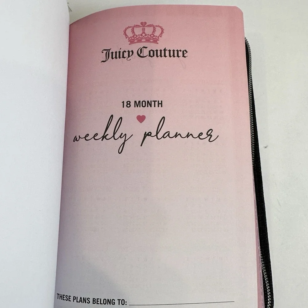 Juicy Couture 2026-2027 Zip Planner Journal Pink Heart Pen 18 Month New - Picture 10 of 12